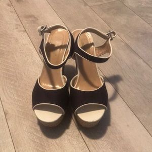 Navy Cork Wedges
